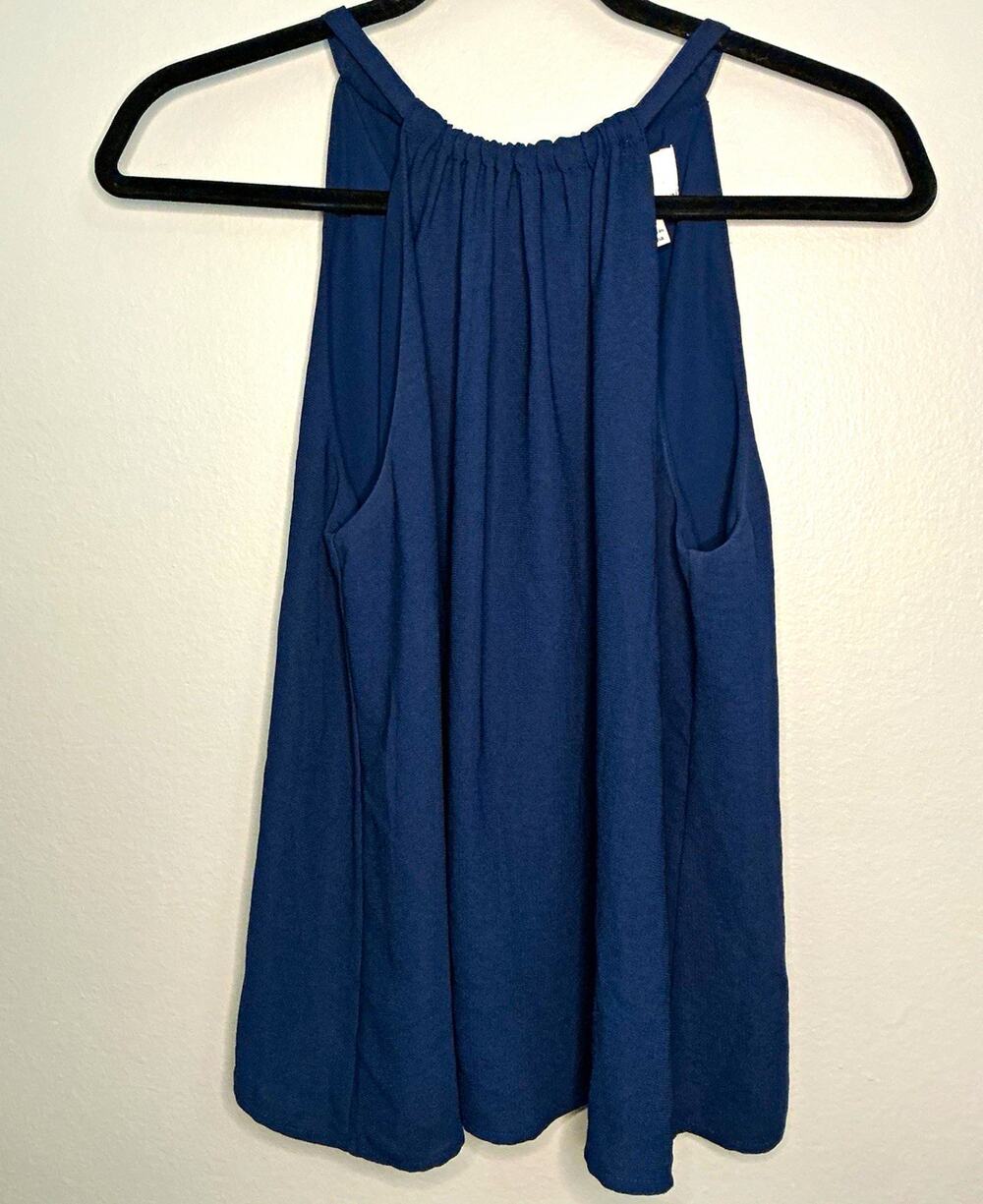 GREYLIN Women’s Blue Solid Halter Sleeveless Tie-Back Blouse Top XS